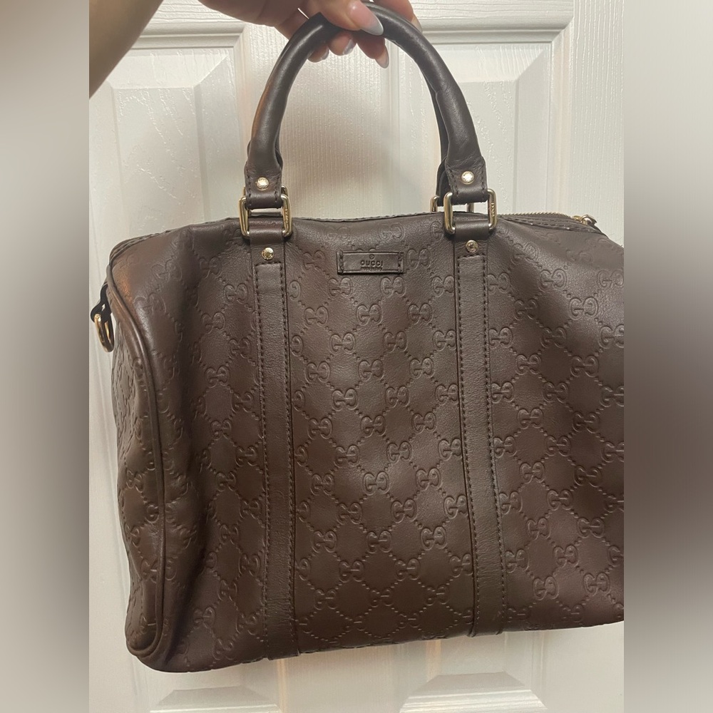 Gucci Brown Leather Boston Bag